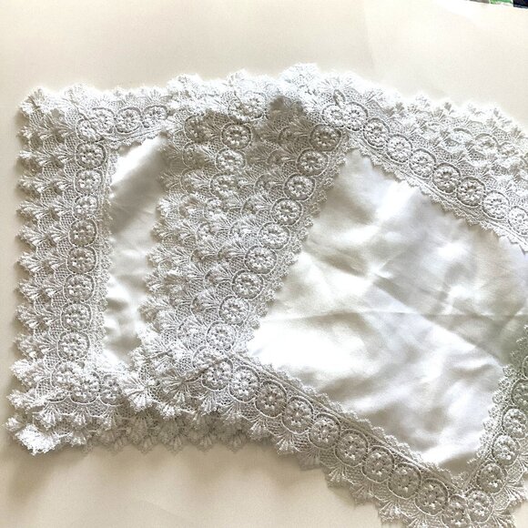 8 White Lace Small Placemats Mats Dinner Napkins Wedding Table Linens - Picture 1 of 5